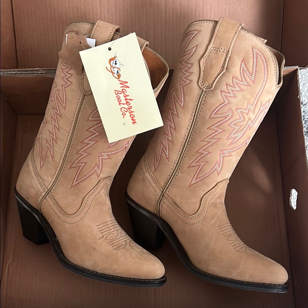 Western Boot Co. Beige Heeled Cowboy Boots